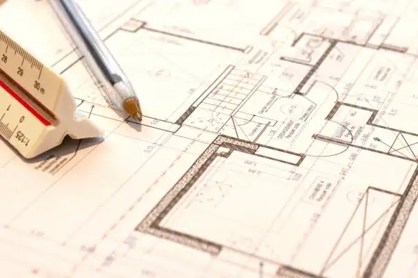 Image of architect Heysham drawings